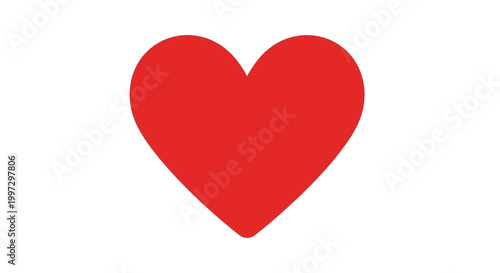 Red Heart Symbol, Love Icon, Valentine's Day, Romance Concept, Isolated on White Background