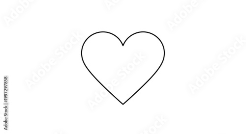 Simple Outline Heart Shape on White Background