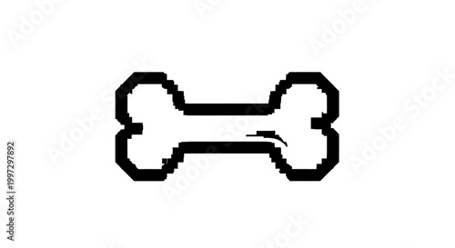 Stylized Dog Bone Icon Outline Simple Graphic Minimalist Vector