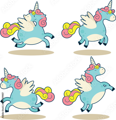 Whimsical hand drawn mythical creature set for children apparel and decor vector