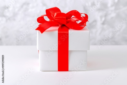 Celebrating a Special Occasion With a Wrapped Gift on a Red Background During...