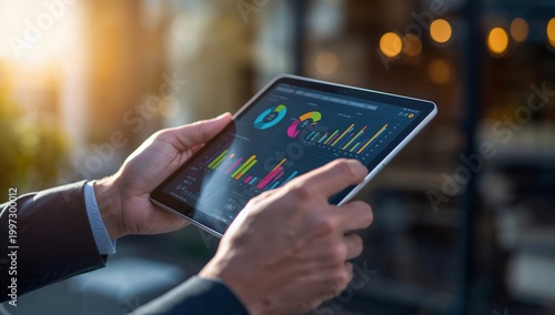 businessman holding digital tablet