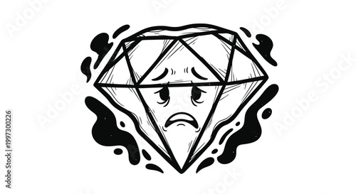 Foto Sad Diamond Face Angry Expression.