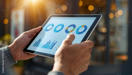 person analyzing KPIs on a digital tablet 