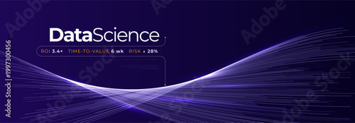 Data Transmission Stream, Neon Wavy Lines, Digital Information Transfer Visual for Scientific Research, Biotech Medtech Innovate, Information Communication AI Technology. Vector Illustration