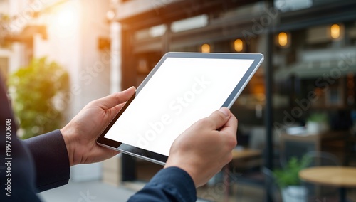 man holding tablet pc