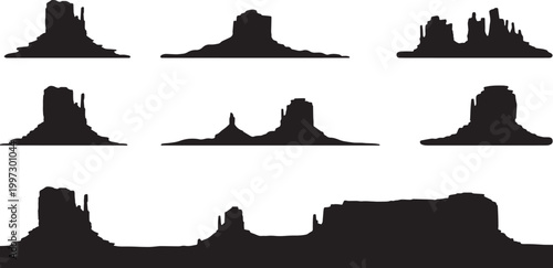 Mountains silhouettes represent the iconic desert rock formations found in the American Southwest.