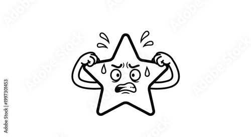 Stressed star character flexing muscles.