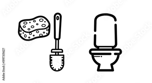 Toilet cleaning brush and sponge.
