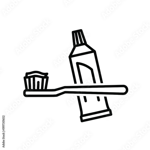 Toothbrush and toothpaste on tray.