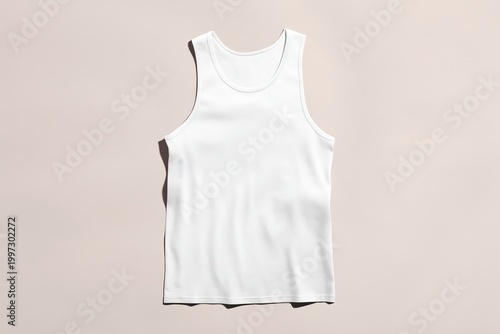 Simple White Tank Top on a Neutral Background in a Studio Setting for Clothin...