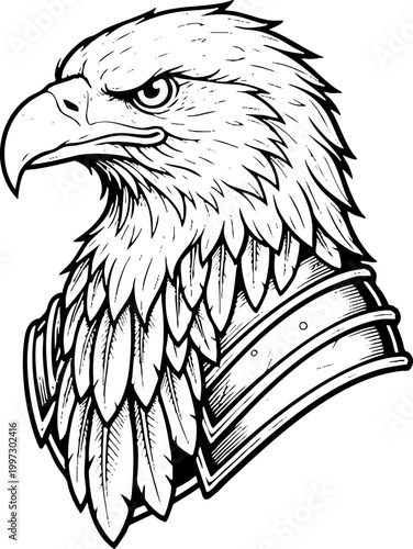 Eagle Head Warrior in Medieval Armor Illustration