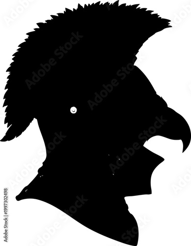 Silhouette of an Ancient Greek Spartan Warrior Profile Icon
