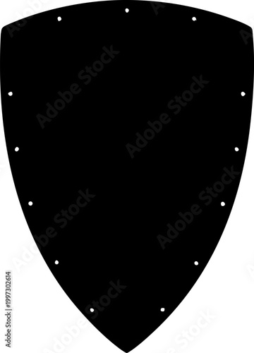 Black Shield Silhouette Icon with Dotted Border