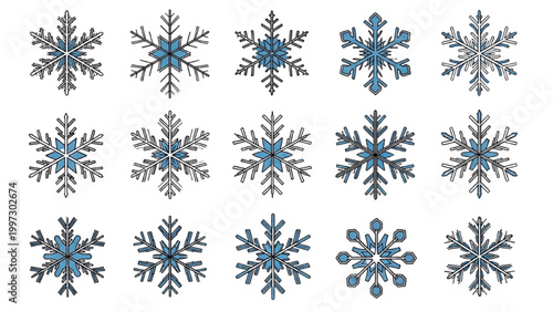 2D AutoCAD designs intricate blue and silver snowflakes on white