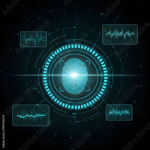 Cybersecurity core futuristic digital interface protecting data and networks