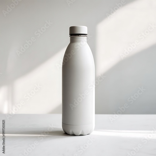 White reusable water bottle mockup.