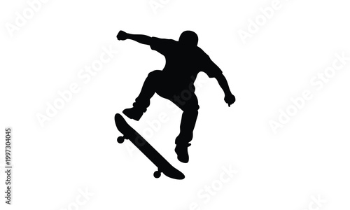 Skateboarder performing a trick in mid-air