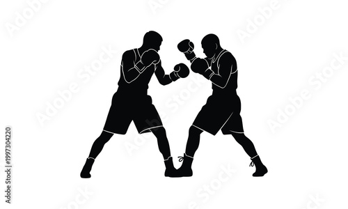 Two boxers fighting in a ring