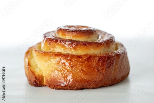 Freshly Baked Cinnamon Roll With Golden Crust on a Clean Background