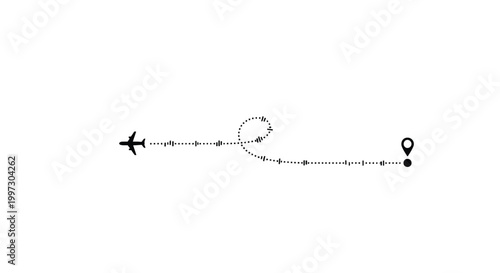 Airplane Flight Route Map Illustration.