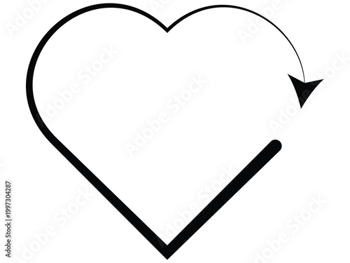 Heart outline vector with refresh 