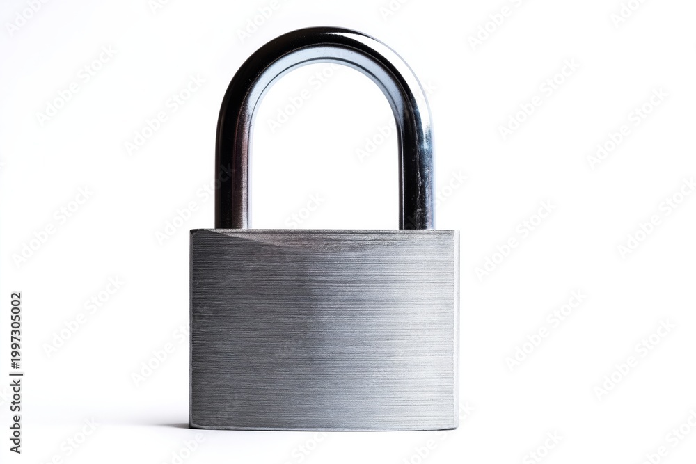 Fototapeta premium Lock Sits on a White Background With Simple Design and Shiny Surface