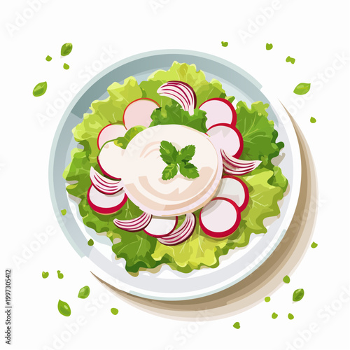 Radieschensalat mit Joghurt-Dressing frisch und modern präsentiert