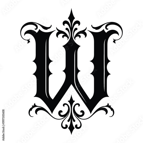 Tableau sur toile Ornate black gothic W monogram