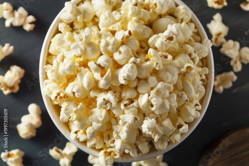 Fresh Popcorn Served Warm for Movie Night at Home on a Wooden Table