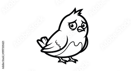 Angry cartoon bird illustration closeup.