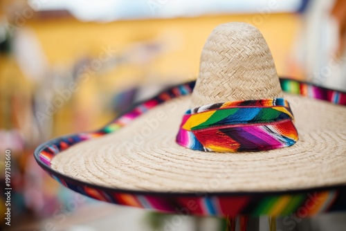 Mexican Sombrero With Colorful Band on Display at a Local Market in Daytime