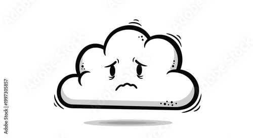 Angry cloud with frowning face expression.