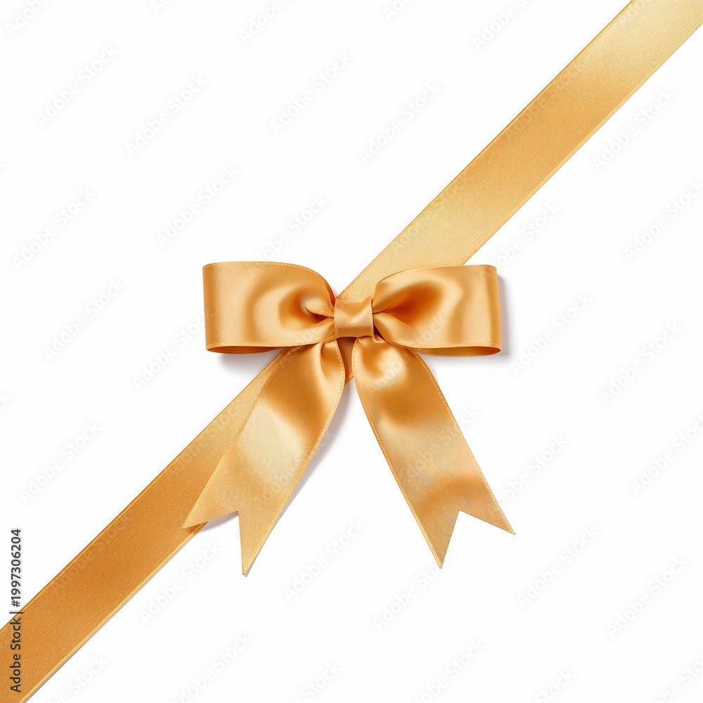Fototapeta premium Elegant gold ribbon and bow, perfect for adding a touch of sophistication to any gift or project