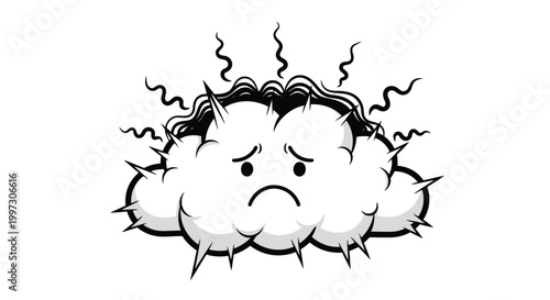 Angry cloud with lightning stormy weather.