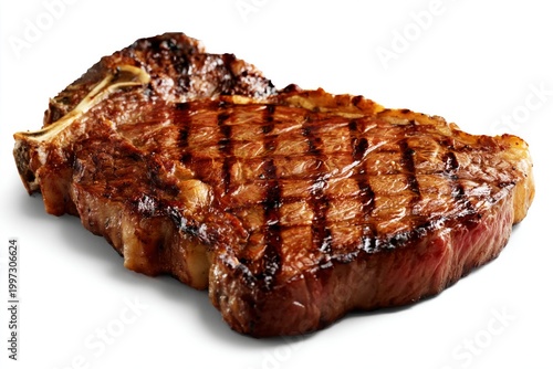 Grilled Steak With Sear Marks on a White Background, Showcasing Meat Texture ...