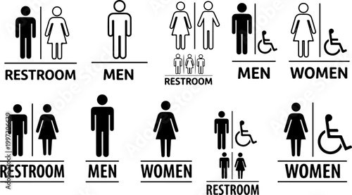 Restroom, toilet signs vector set eps