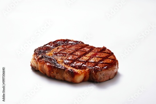Grilled Steak With Sear Marks on a White Background, Showcasing Meat Texture ...
