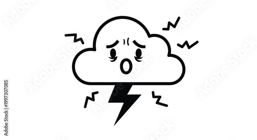 Angry cloud with lightning bolt weather.