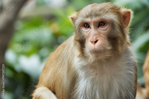 Monkey Sitting on a Branch in a Natural Setting During Daylight