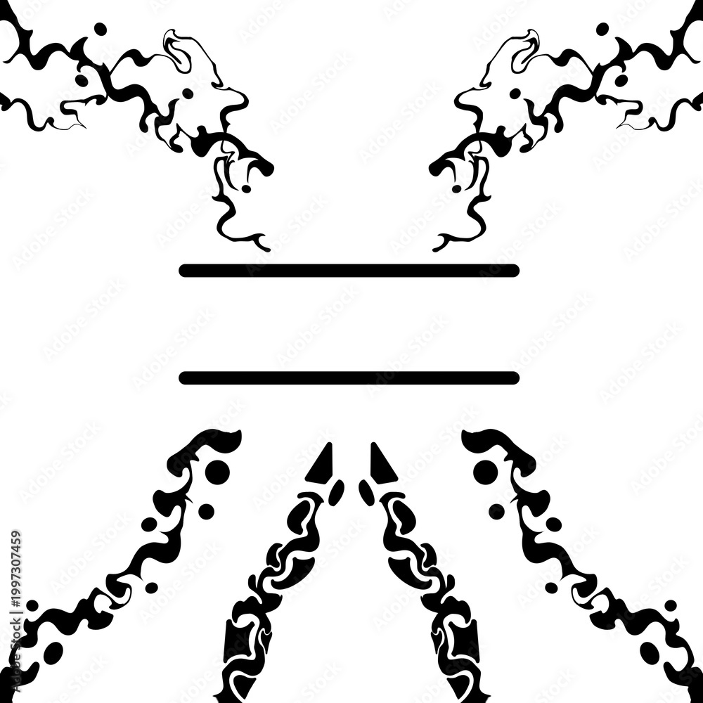 Fototapeta premium Minimal Symmetrical Abstract Frame with Tribal Ink Elements