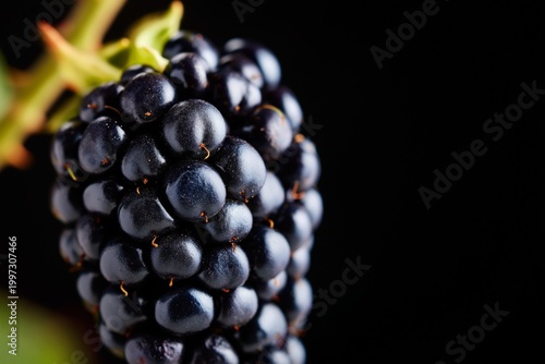 Fresh Blackberries Stacked Together in a Close View at a Market in Summer Season