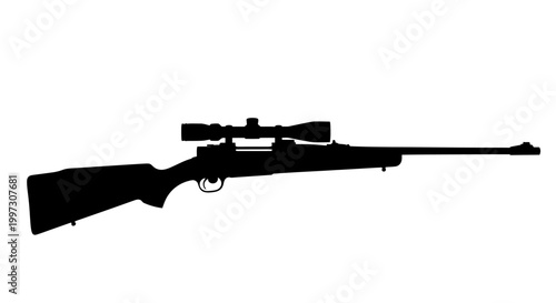 Fotografía A black silhouette of a hunting rifle with a telescopic sight silhouette