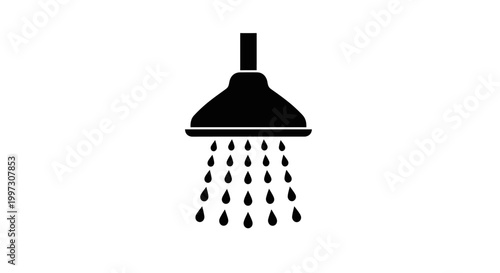 Simple black showerhead icon with dripping water a flat silhouette