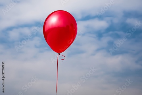 Red Balloon Floats in the Sky Above Clouds During Daylight Hours