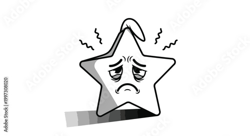Angry star cartoon with frown face.