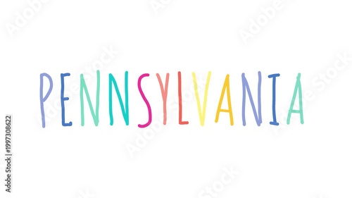 Pennsylvania text animated motion graphics Hand drawn doodle abstract colorful wave