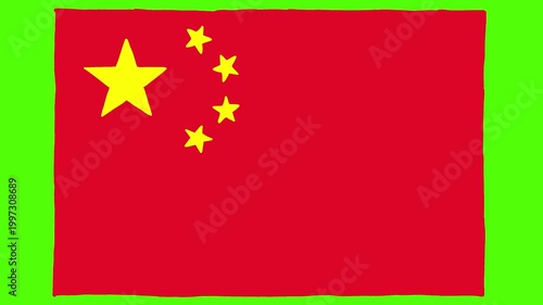 flag of china Hand drawn doodle animation animated motion graphics green screen