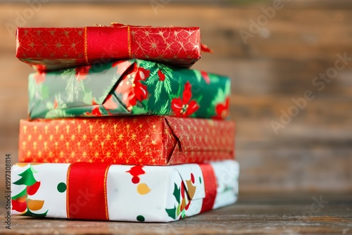 Christmas Gifts Arranged Near a Decorated Tree With Lights and Ornaments Duri...