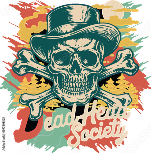 Skull with Hat & Crossbones – Vintage Pirate Danger Design